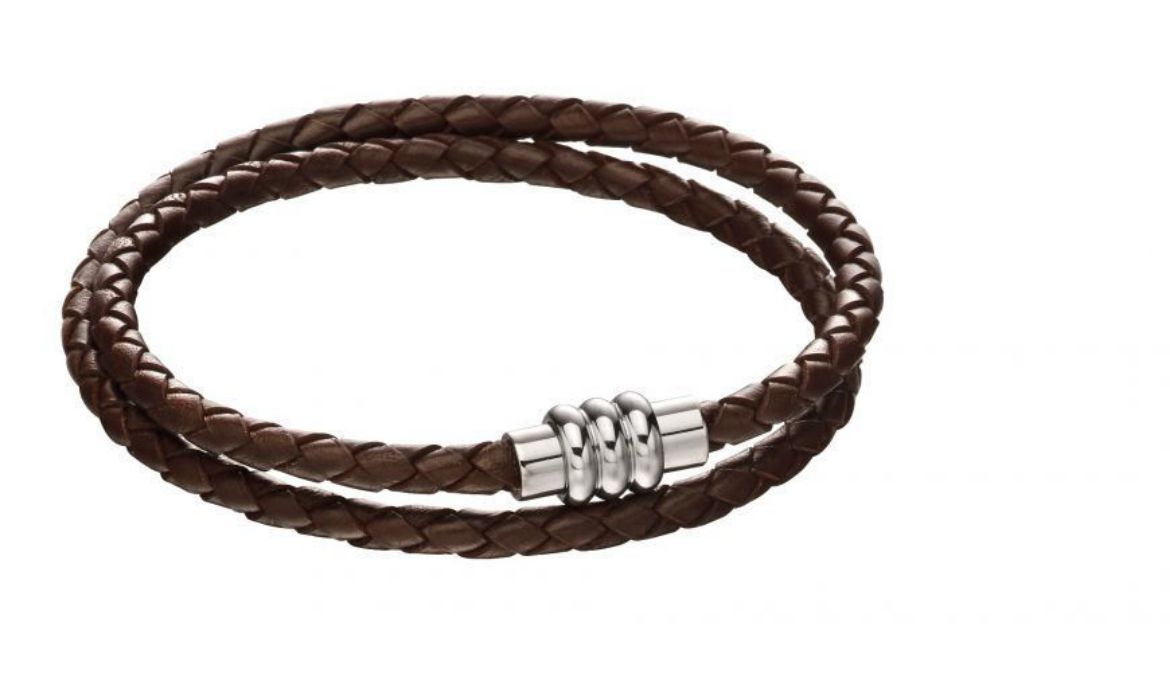 Picture of Section Tube Clasp Brown Knot Leather Bracelet