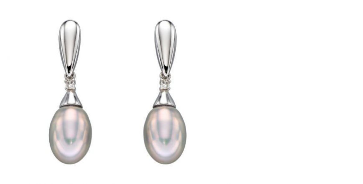 Picture of Grey Pearl and Diamond Earrings