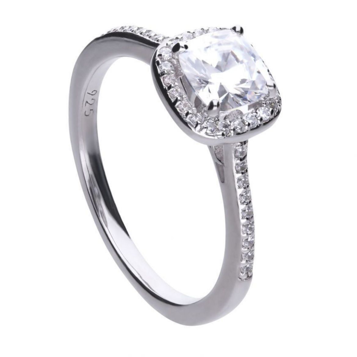 Picture of Square Solitaire And Pave Set Ring
