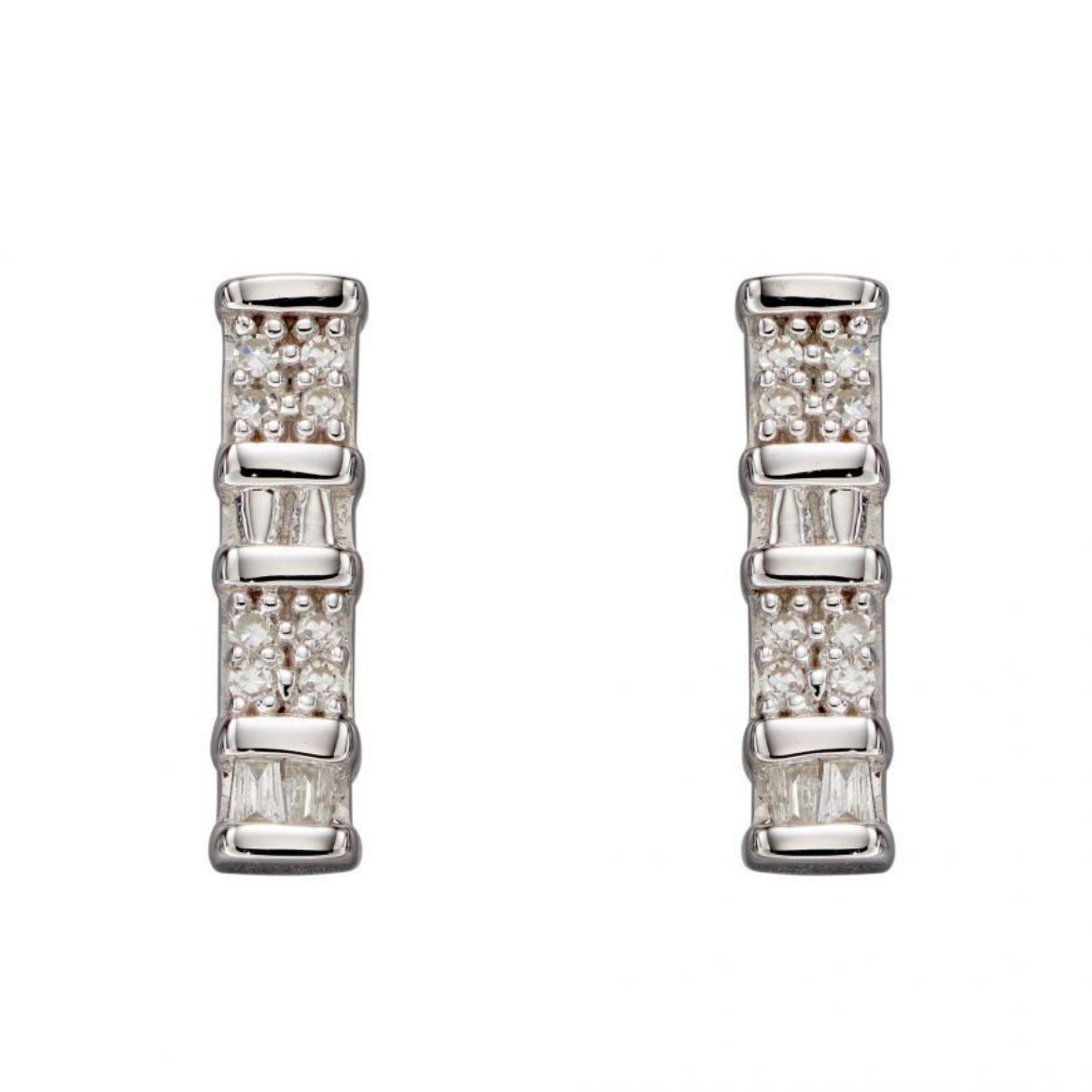 Picture of Baguette Bar Diamond Earrings In 9ct White Gold
