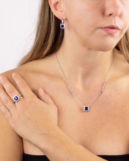 Picture of Art Deco Style Sapphire Pave Necklace