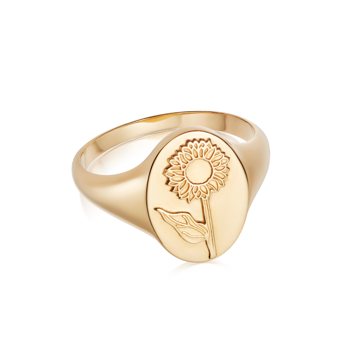 Picture of Floriography Sunflower Signet Ring 18ct Gold Plate