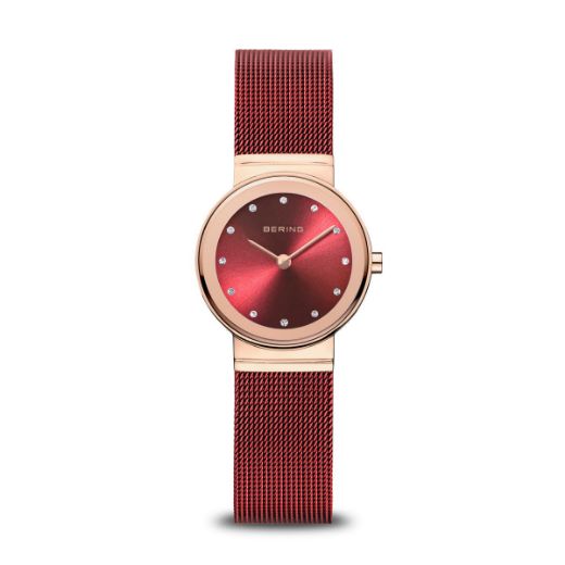 Picture of Classic Red and Rose Gold Watch with Red Mesh Strap