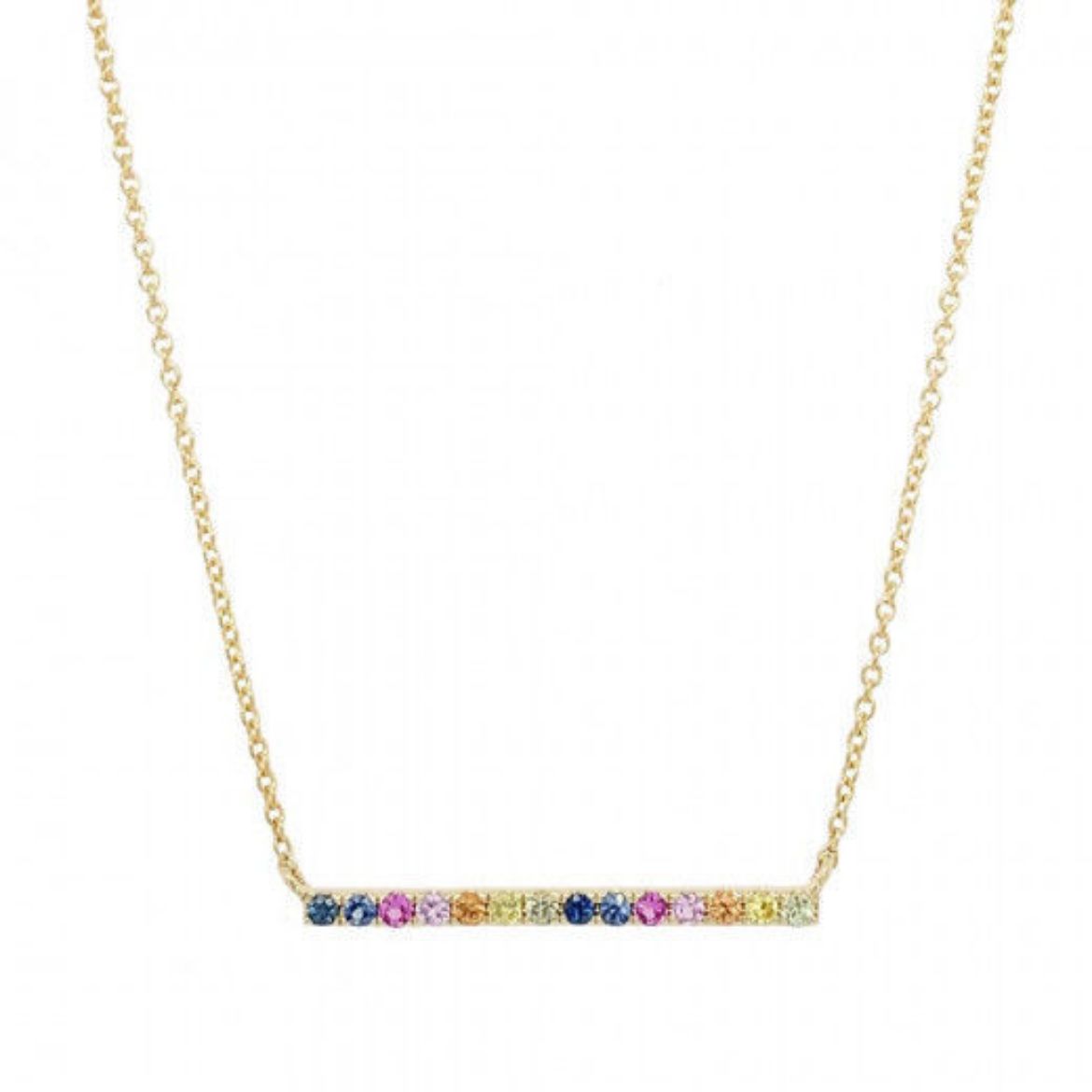 Picture of 9ct Yellow Gold Multi-Coloured Sapphire Bar Necklace