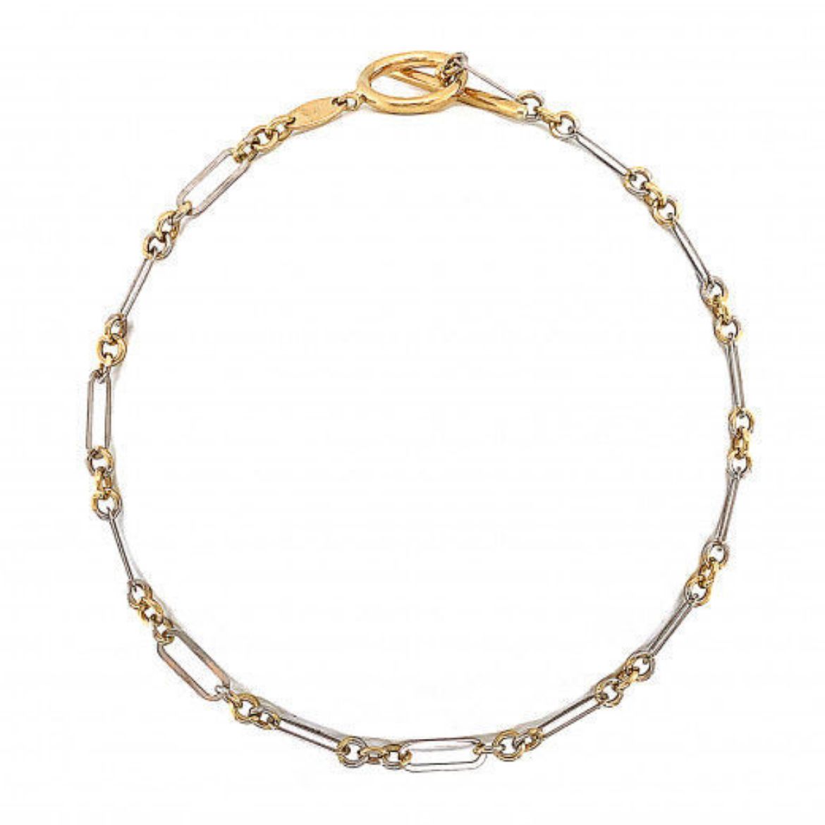 Picture of 9ct Yellow & White Gold Figaro T-Bar Bracelet