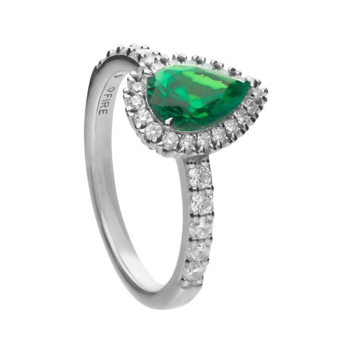 Picture of Green Teardrop Ring With Pave Surrounding