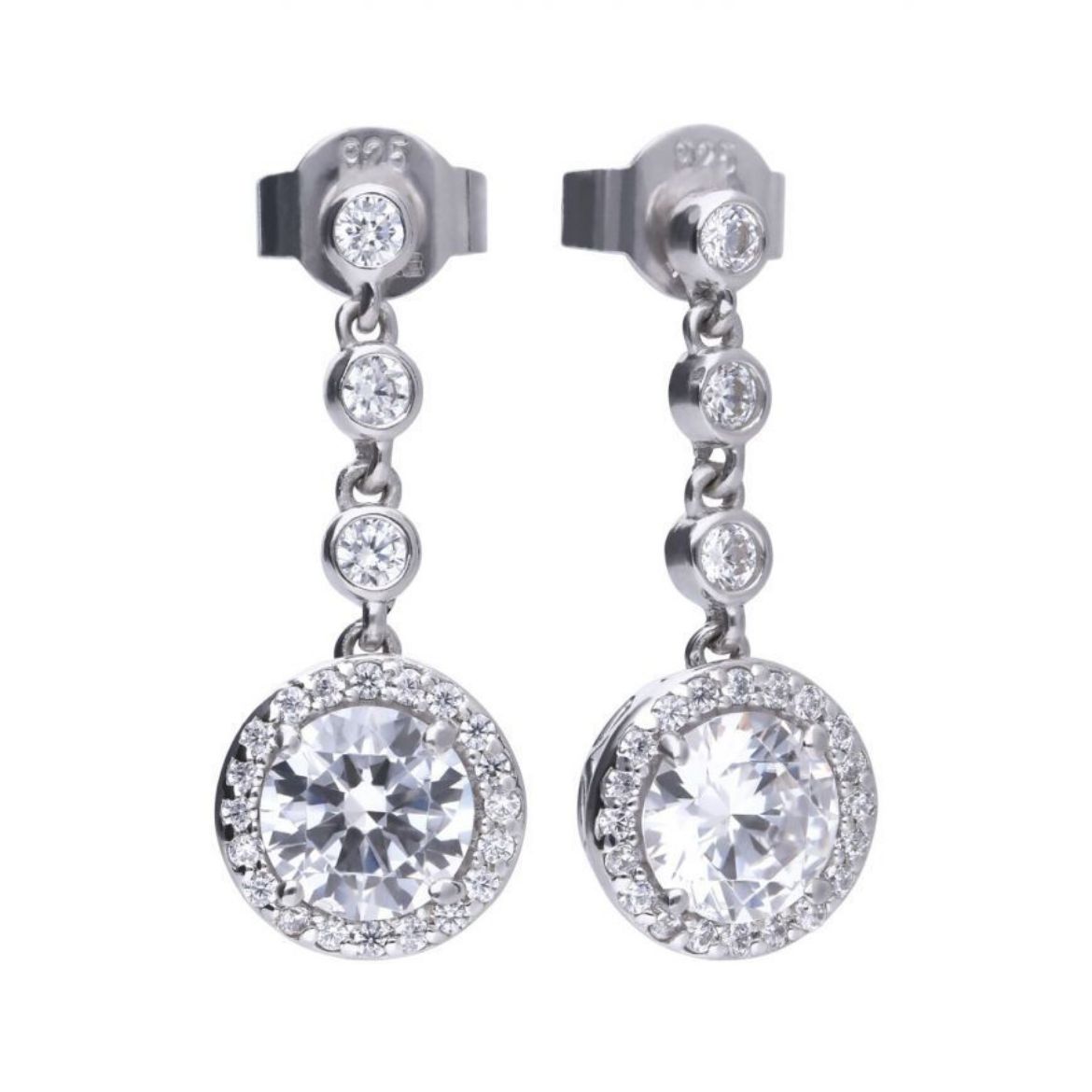 Picture of Round Pave Drop Cubic Zirconia Earrings