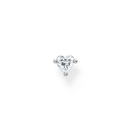Picture of Single Heart Stone Ear Stud in Silver