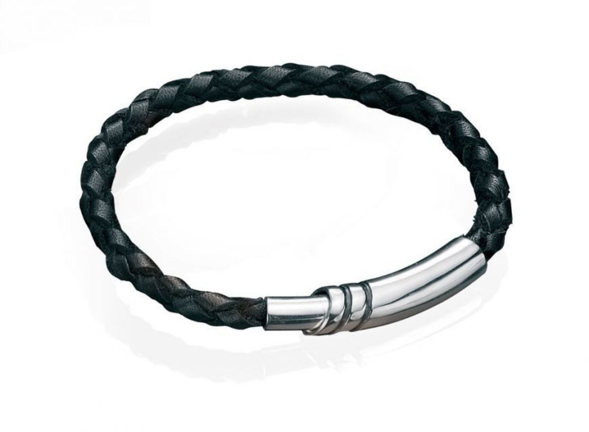 Picture of Black Leather Magnetic Bracelet