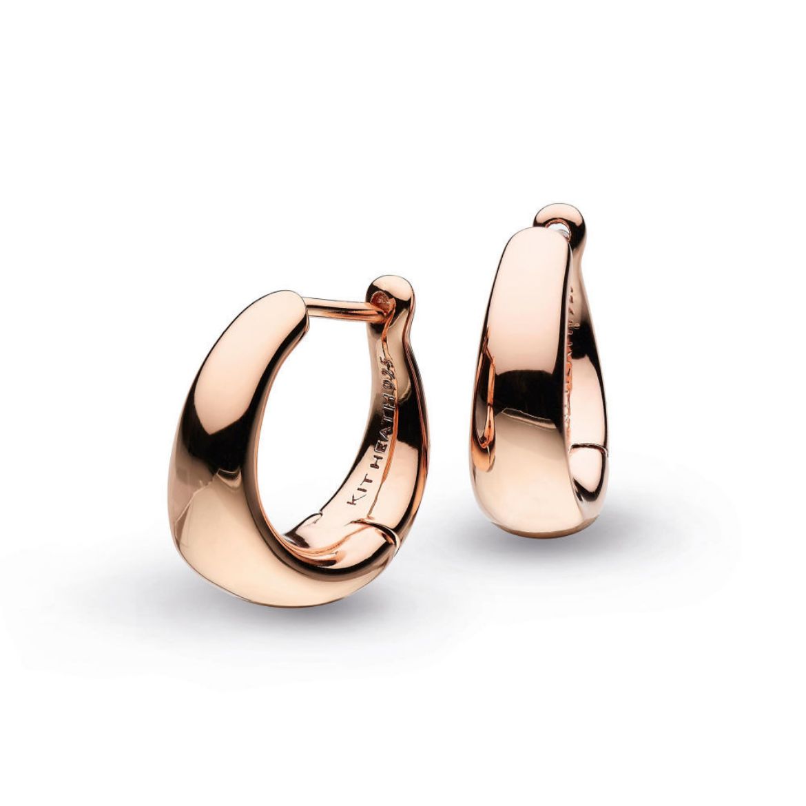 Picture of Bevel Cirque Rose Gold Small Hinged Huggie Hoop Earrings