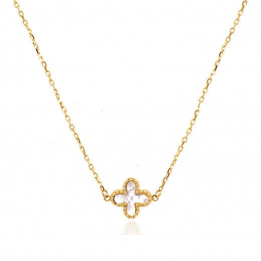 Picture of 9ct Yellow Gold Mother of Pearl Cross Necklace