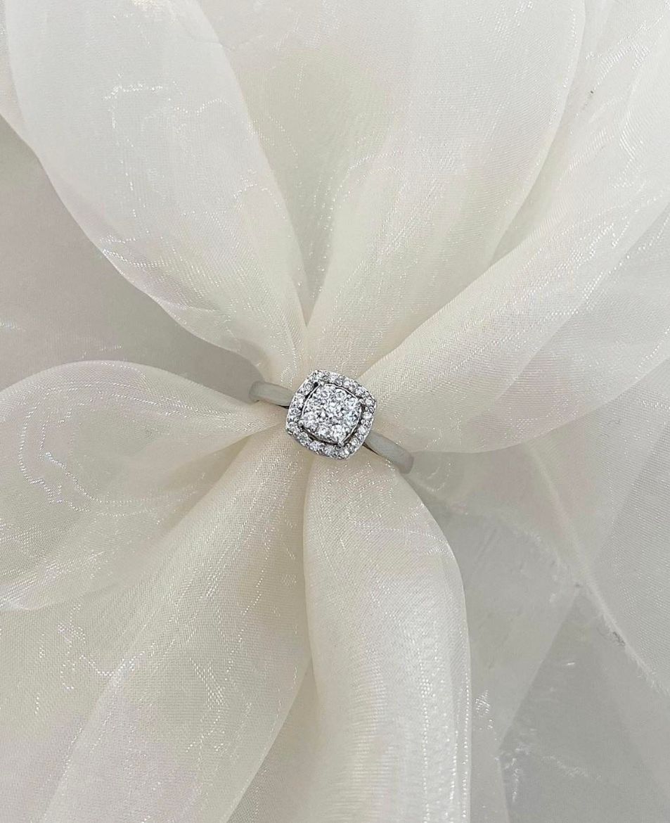 Picture of 9ct White Gold Cushion Shaped Diamond Cluster Ring