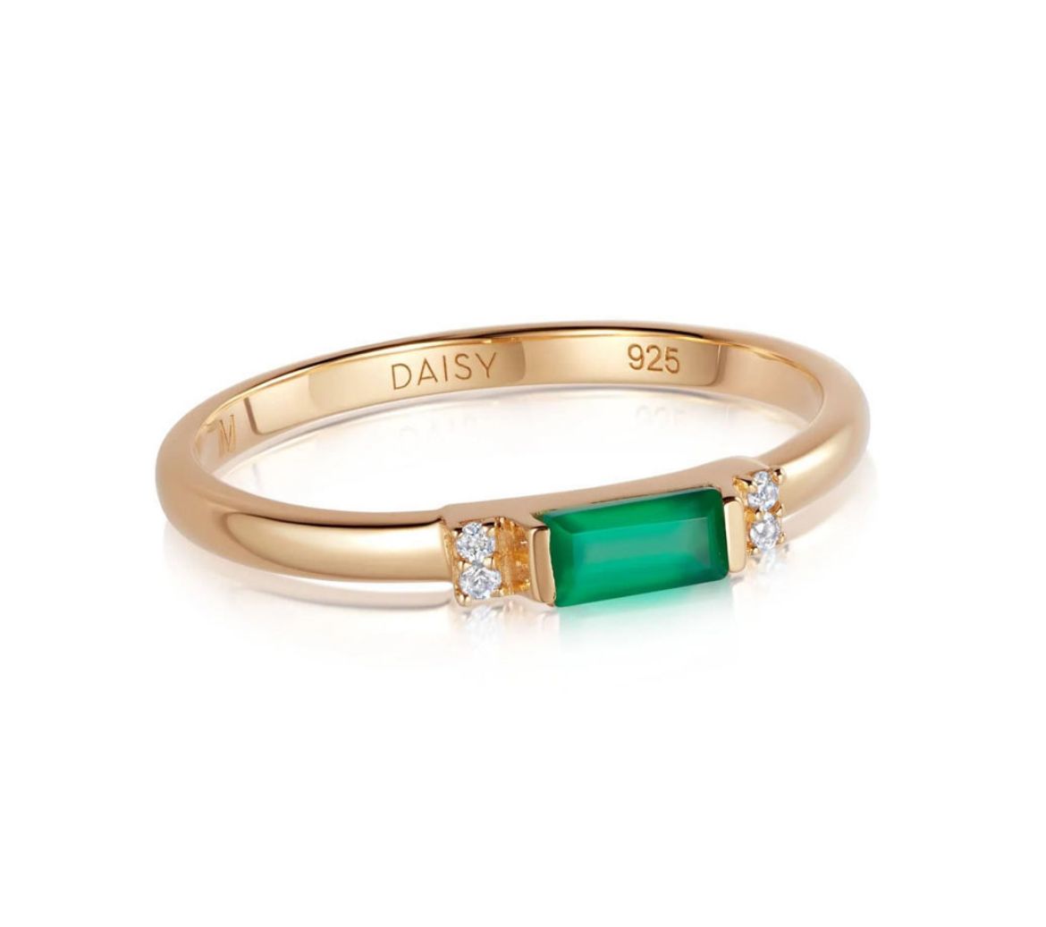 Picture of Beloved Fine Green Onyx Band Ring 18ct Gold Plate