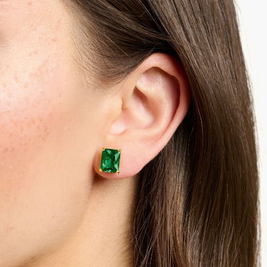 Picture of Rainbow Heritage Green Ear Studs in Gold