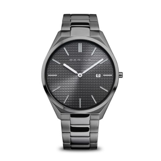 Picture of Grenade Grey Dial Black Stainless Steel Gents Watch with Date