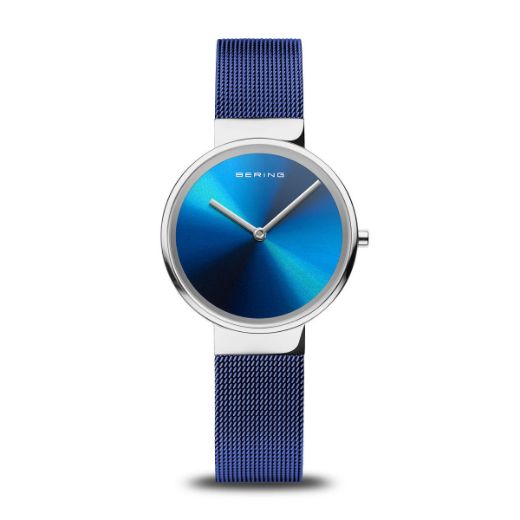 Picture of Matte Blue Ladies Watch with Mesh Strap and Blue Green Dial