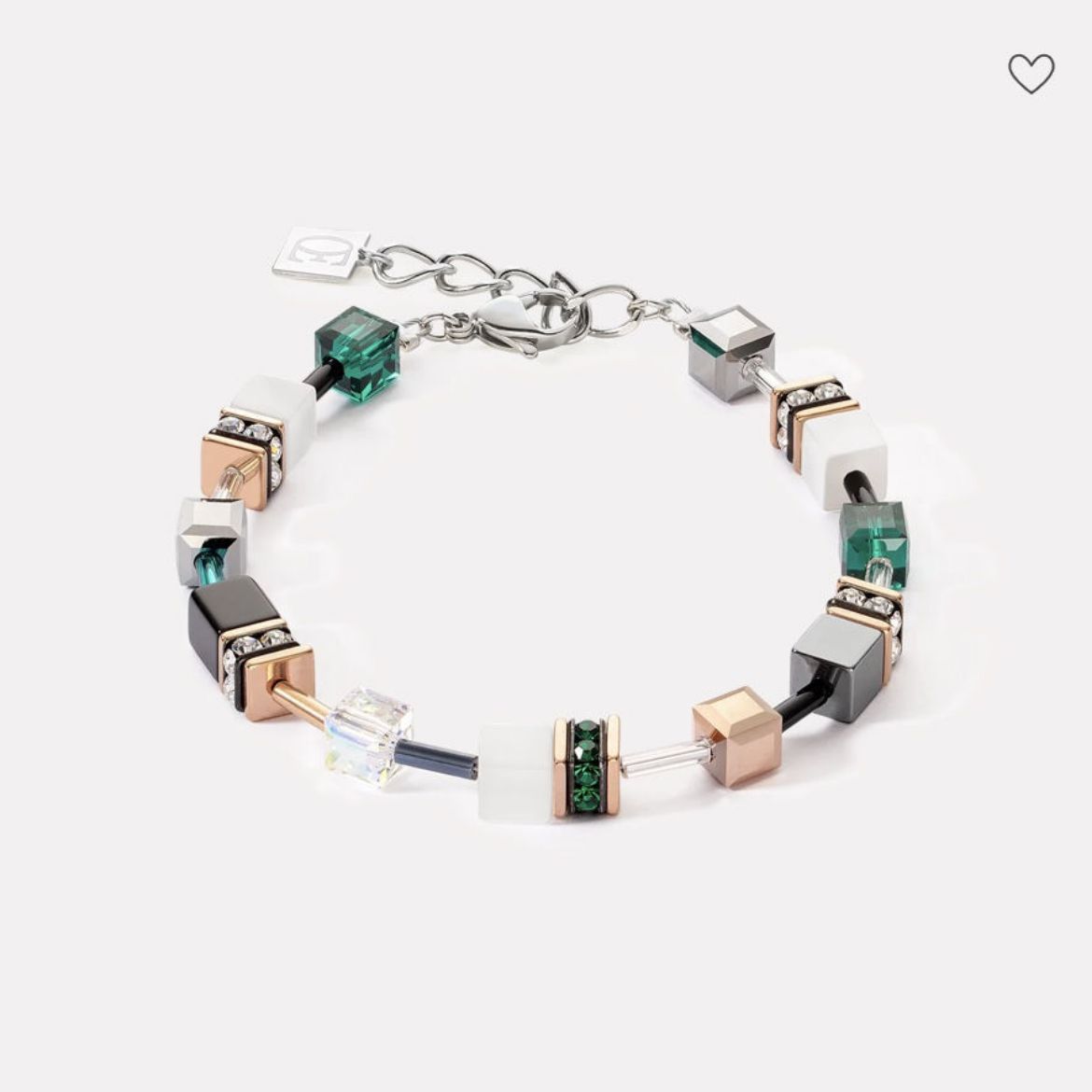 Picture of GeoCUBE® Iconic Bracelet Rose Gold, White and Dark Green