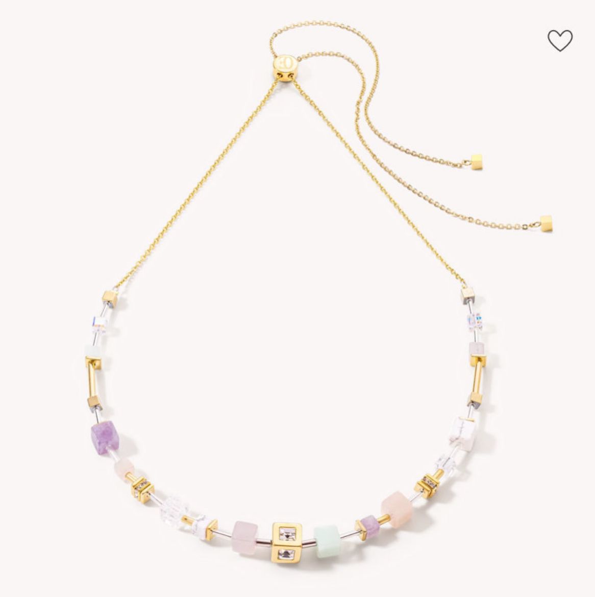 Picture of Geocube Precious And Slider Closure Gold With Multicoloured Pastels Necklace