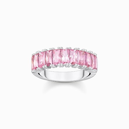 Picture of Pink Stone Pave Ring in Silver