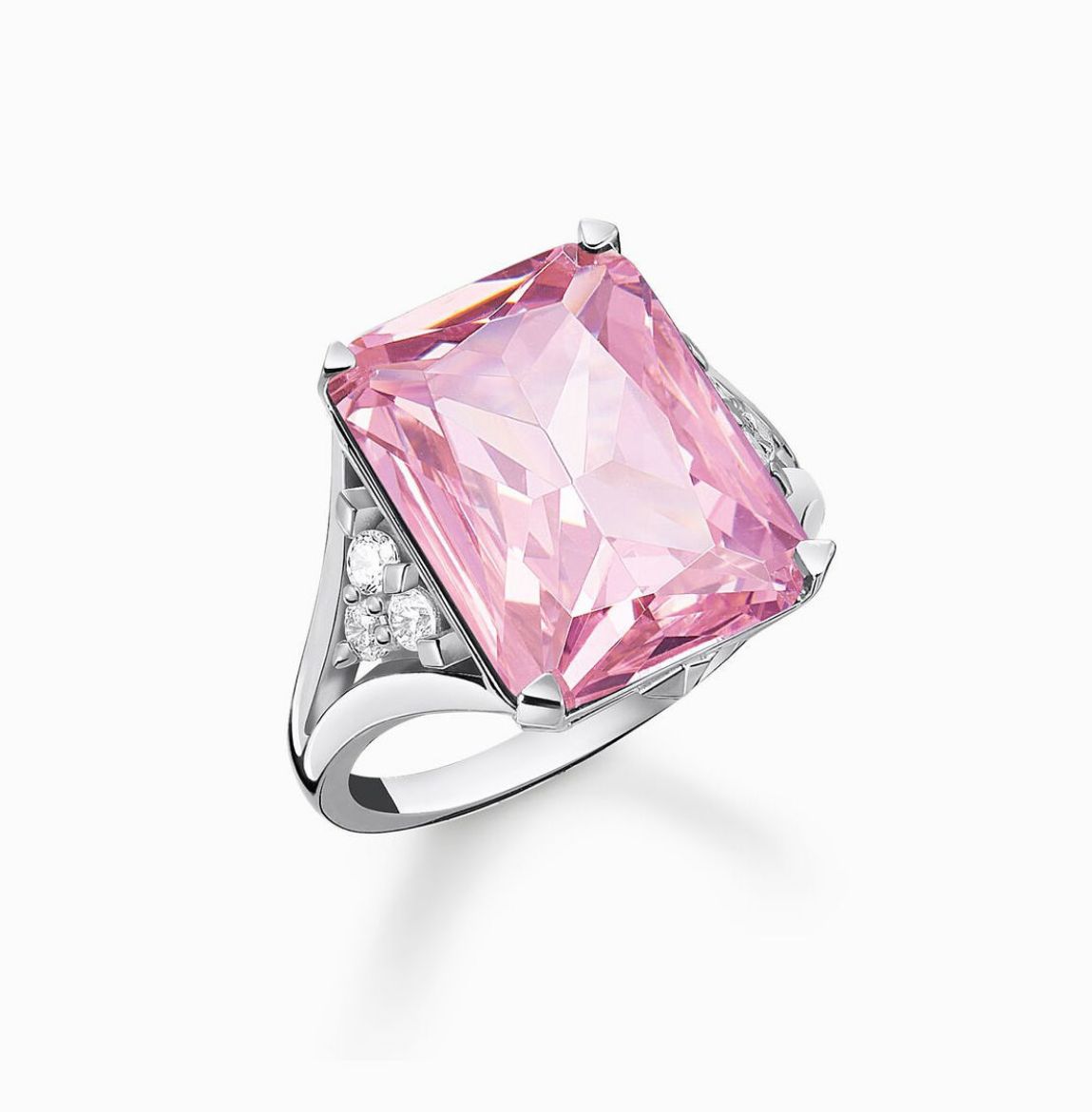 Picture of Pink Stone and Cubic Zirconia Ring in Silver