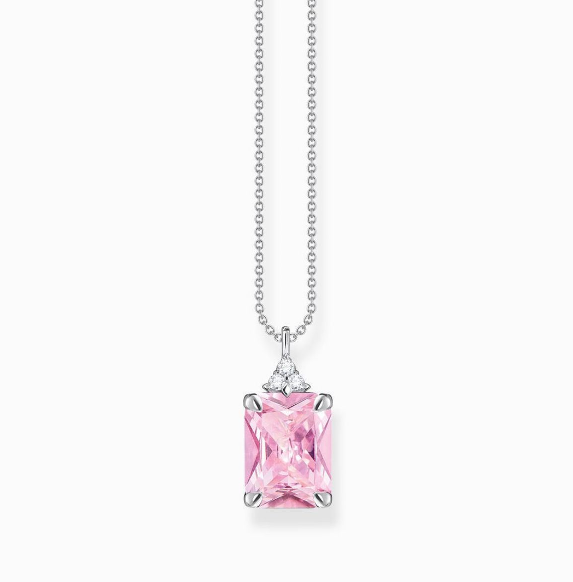 Picture of Large Pink Stone with Cubic Zirconia in Silver