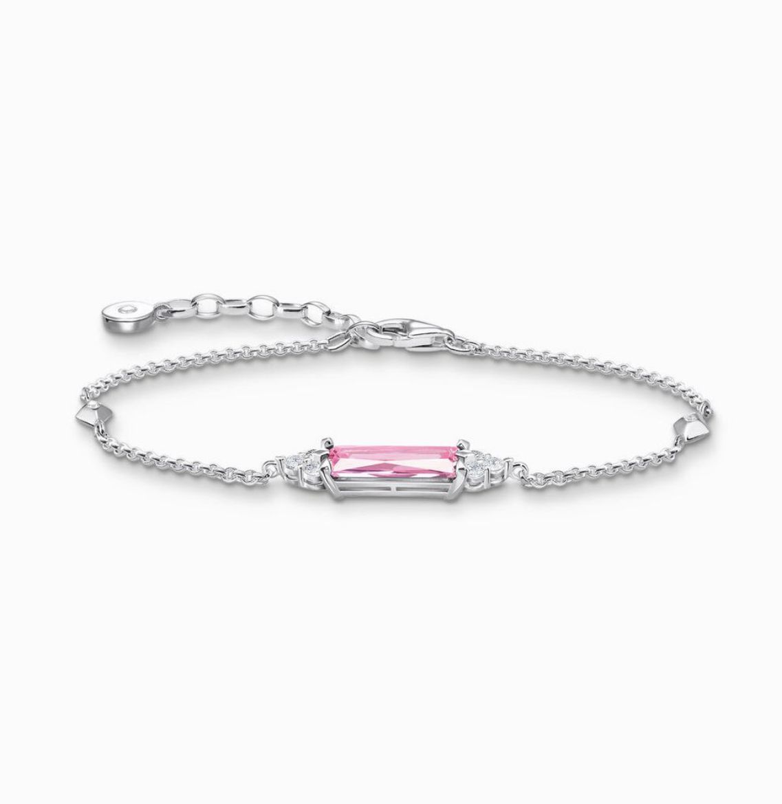 Picture of Pink Stone Bracelet with Cubic Zirconia in Silver