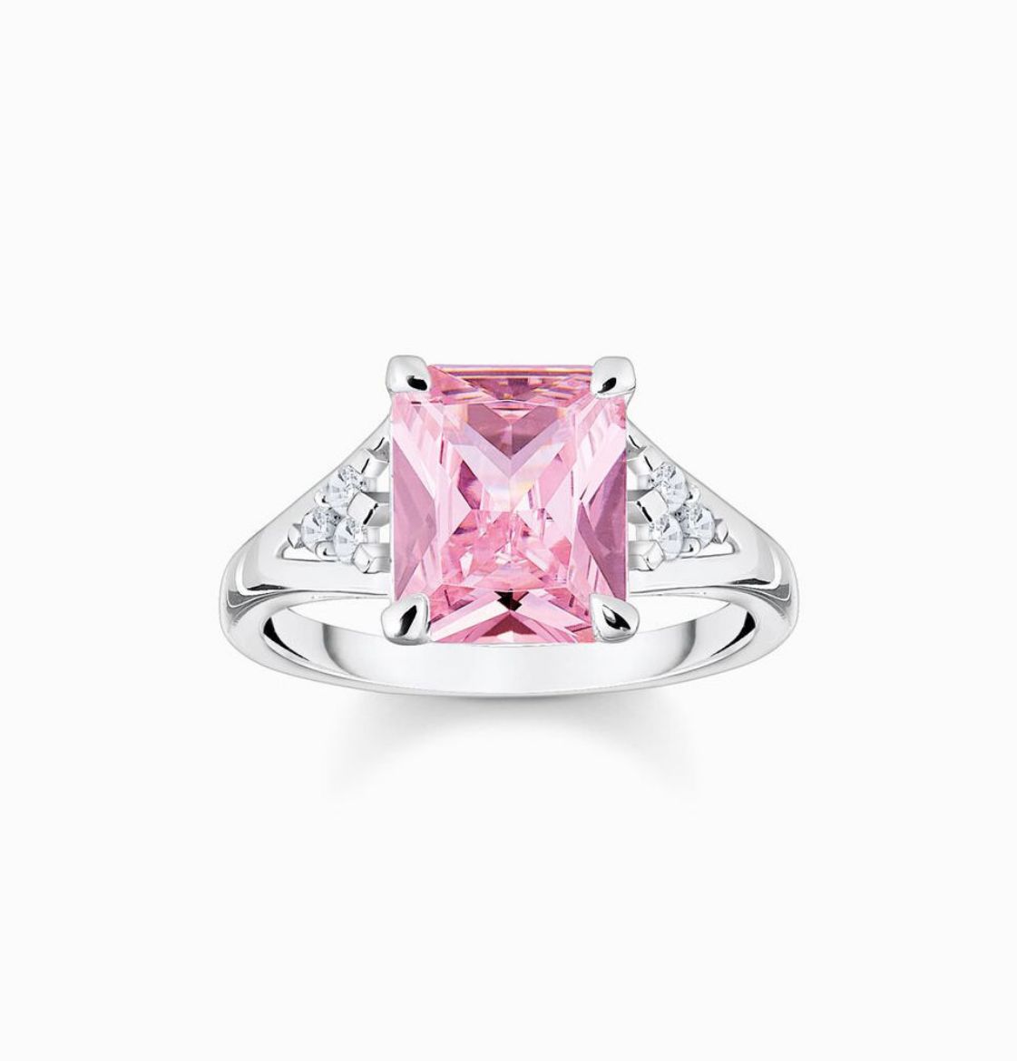 Picture of Pink Stone Cocktail Ring with Cubic Zirconia in Silver