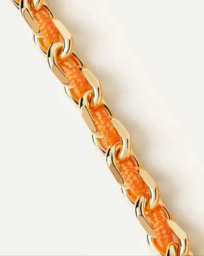Picture of Tangerine Rope and Chain Bracelet in Gold 