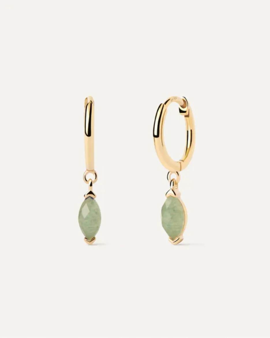 Picture of Green Aventurine Nomad Hoops in Gold
