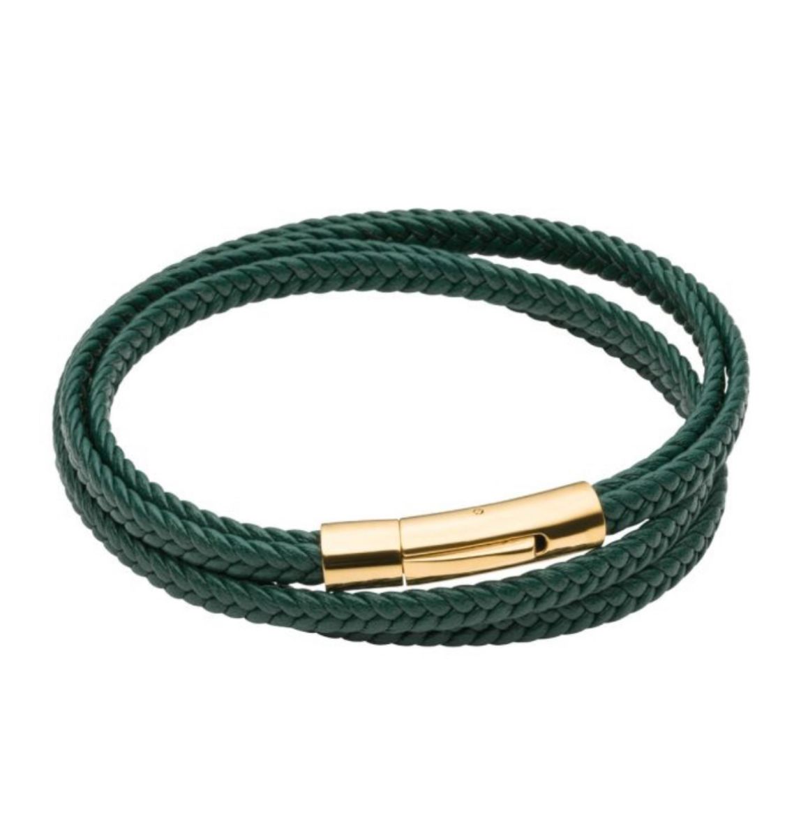 Picture of Multi Row Plaited Green Recycled Leather Bracelet