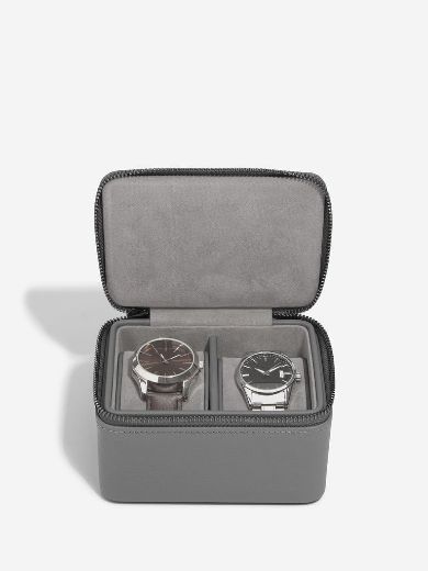 Picture of Slate Grey Zipped Travel Double Watch Box