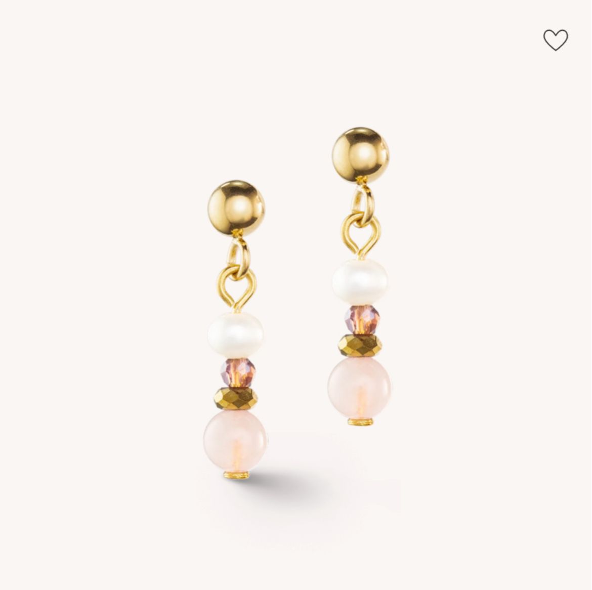 Picture of Earrings Romantic Freshwater Pearls & Rose Quartz Gold