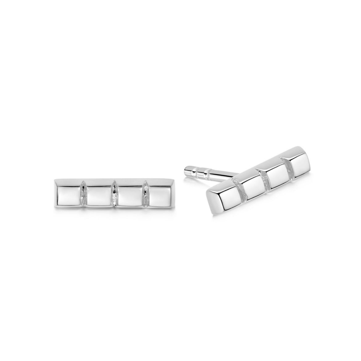 Picture of Cube Strip Stud Earrings in Silver