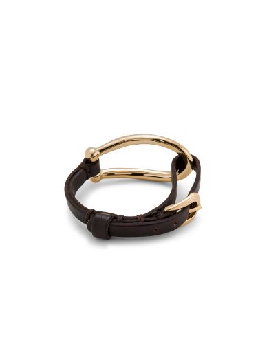Picture of Bruh Leather Bracelet in Gold