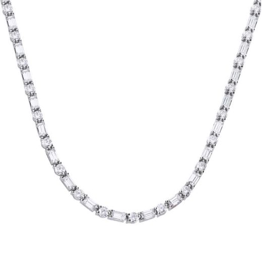 Picture of Baguette and Round Zirconia Necklace