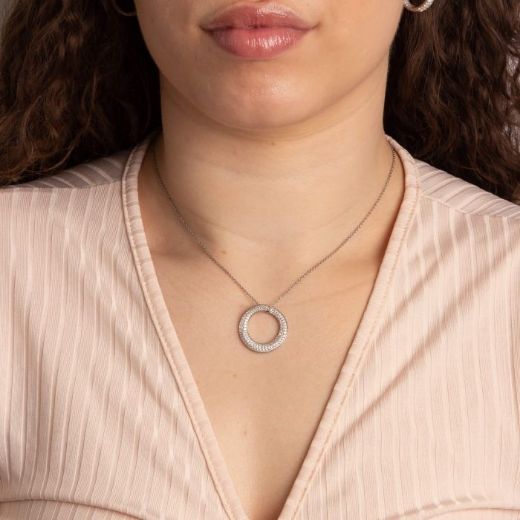 Picture of Pavé Swirl Open Circle Necklace