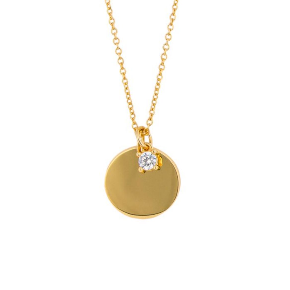 Picture of Engravable Tag Necklace in Gold with Charm