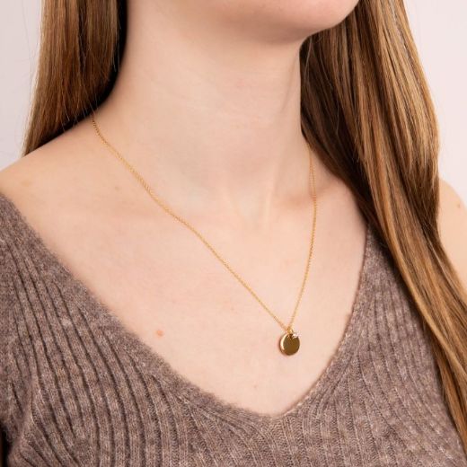 Picture of Engravable Tag Necklace in Gold with Charm
