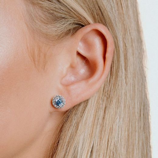 Picture of Pastel Blue Pave Set Stud Earrings