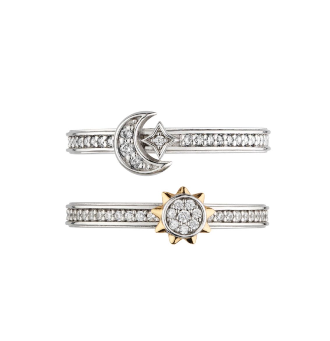 Picture of Céleste Sun & Moon Pavé Duo Stacking Rings
