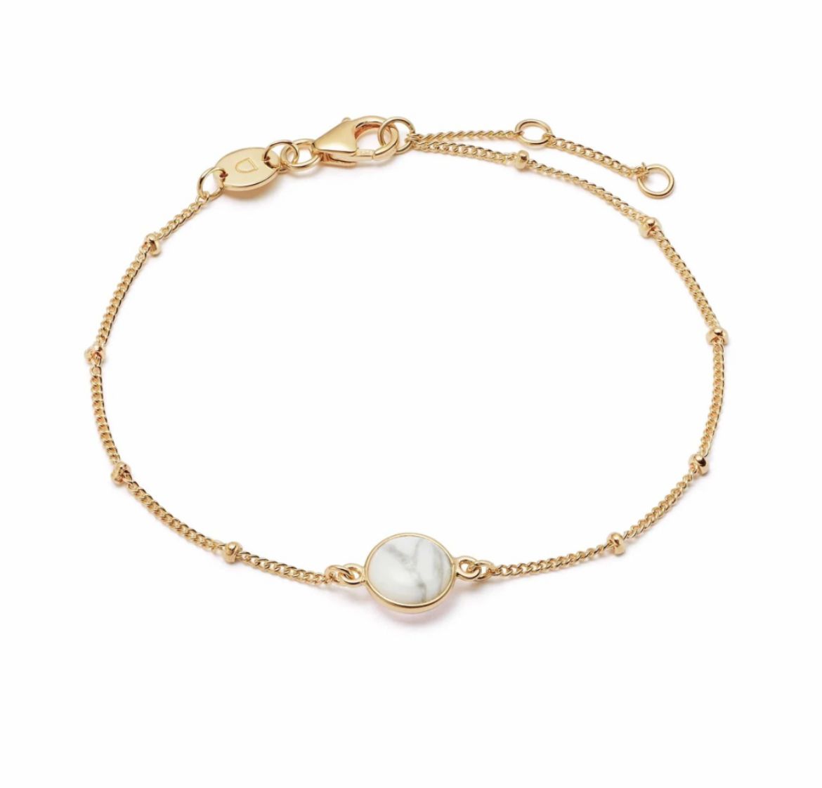 Picture of Healing Stone Bobble Bracelet 18Ct Gold Plate - Howlite