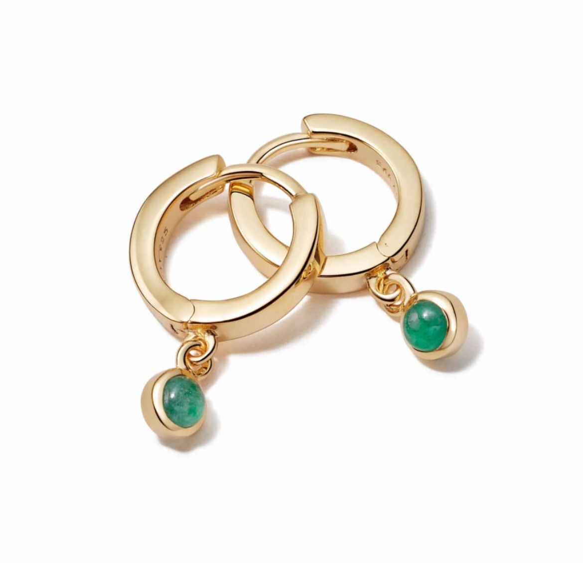 Picture of Healing Huggie Hoop Earring 18ct Gold Plate - Green Aventurine