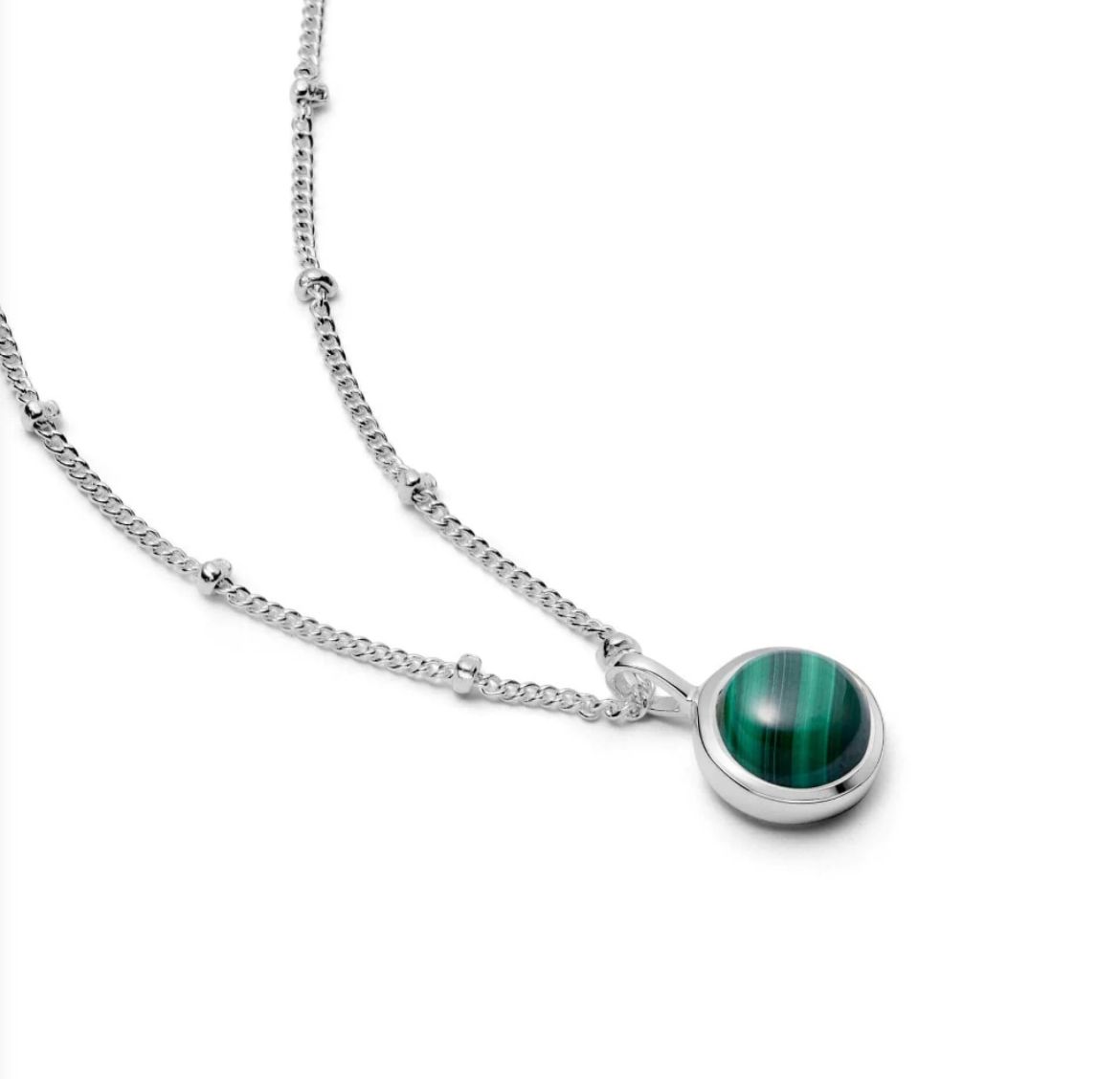 Picture of Healing Stone Necklace Silver - Malachite