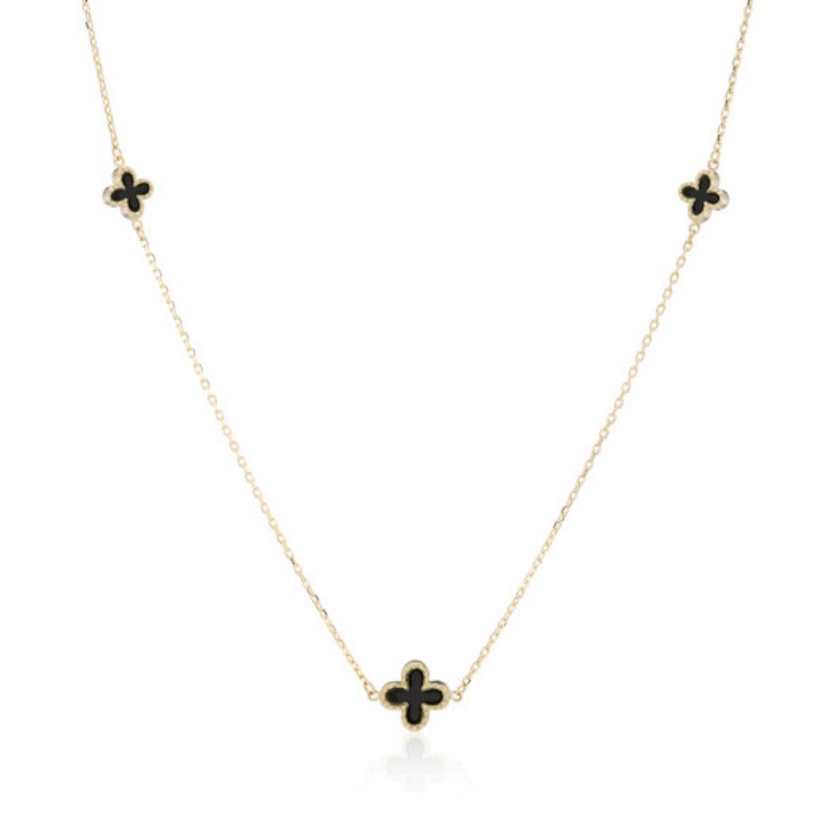 Picture of 9ct Yellow Gold Onyx Cross Necklace