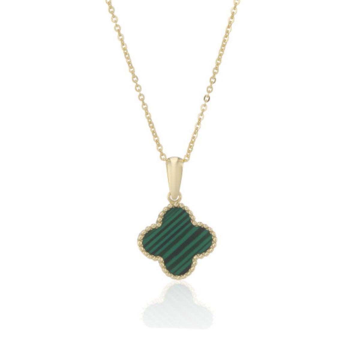 Picture of 9ct Yellow Gold Malachite Flower Pendant Necklace