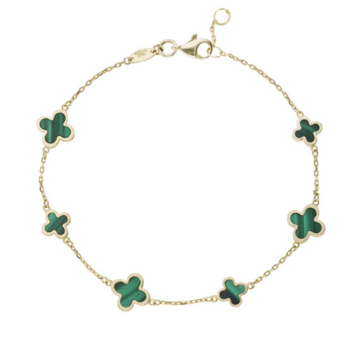 Picture of 9ct Yellow Gold Malachite Flower Bracelet