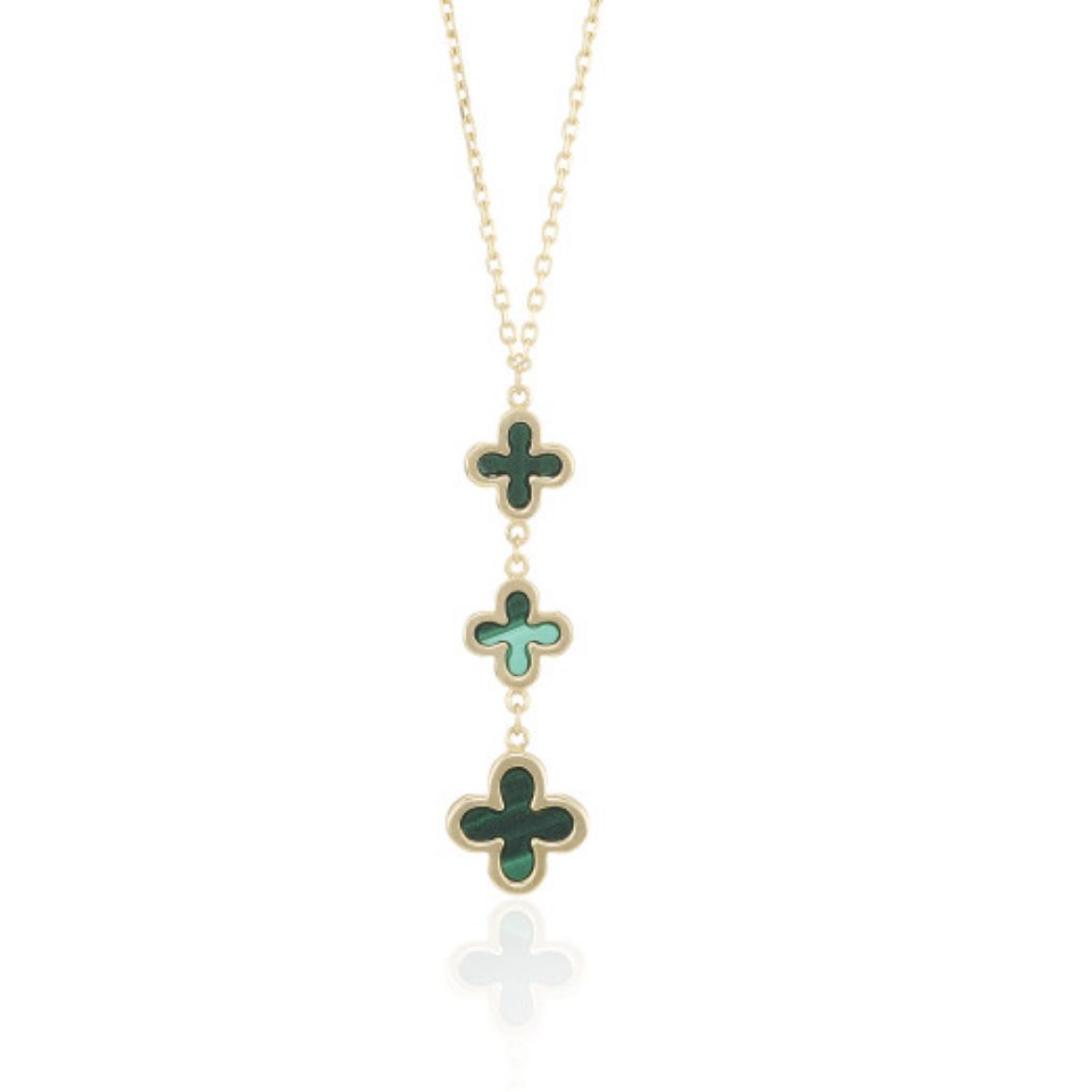 Picture of 9ct Yellow Gold Malachite Flower Necklace