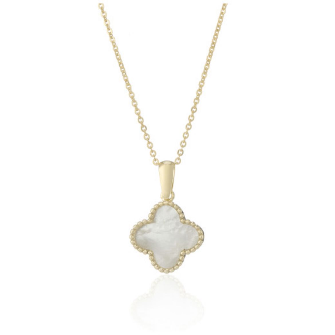 Picture of 9ct Yellow Gold Mother of Pearl Flower Pendant Necklace
