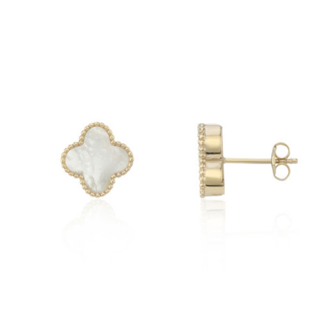 Picture of 9ct Yellow Gold Mother of Pearl Flower Earrings