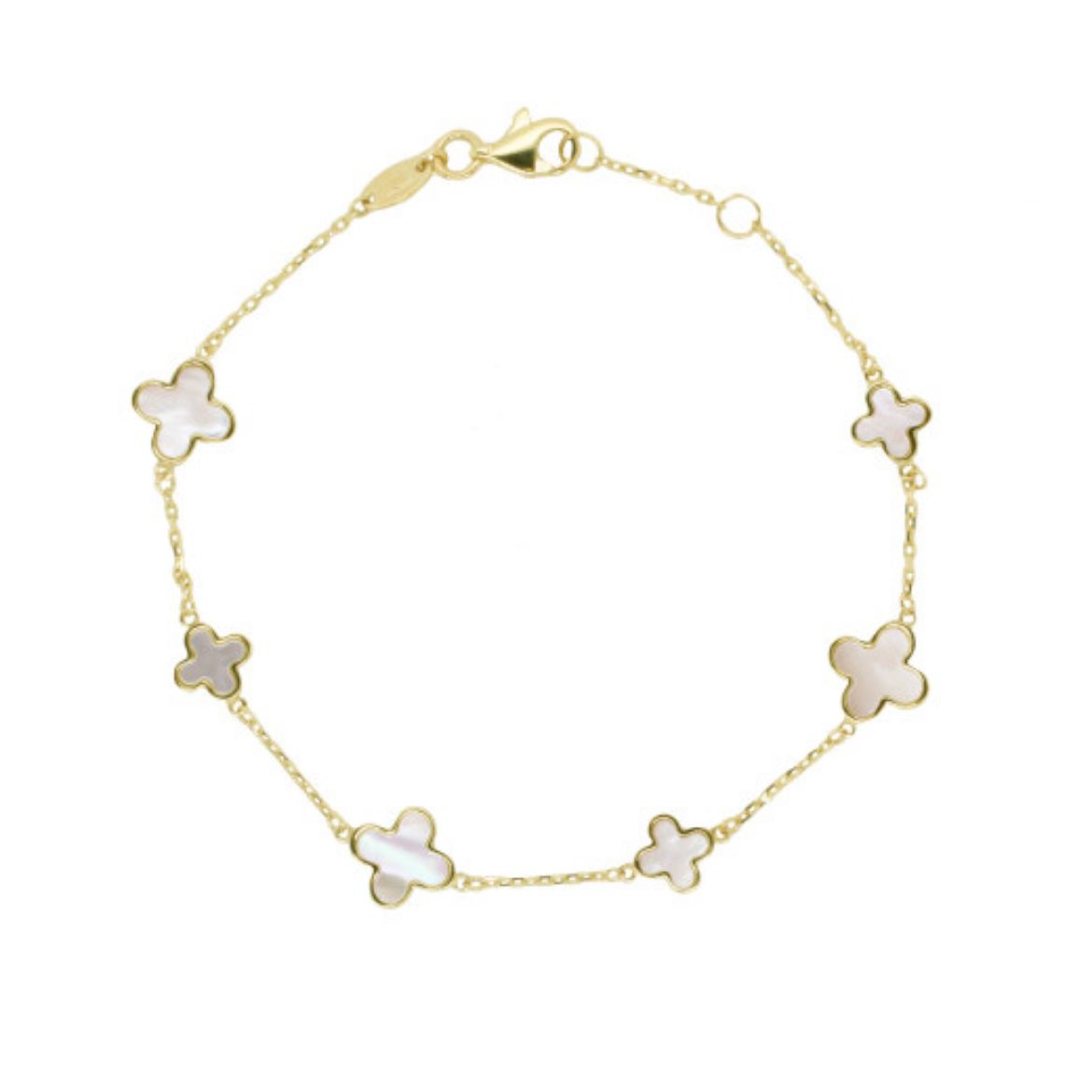 Picture of 9ct Yellow Gold Mother of Pearl Flower Bracelet